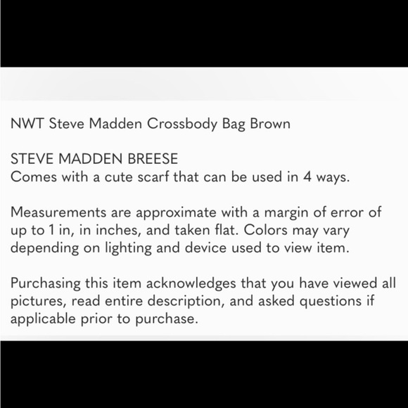 NWT Steve Madden Breese Crossbody Bag Brown - Picture 13 of 13